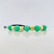 Pulsera Tejida Negra Morralla Esmeralda 5 Und / 6Mm Oro Amarillo 18K