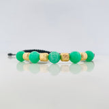 Pulsera Tejida Negra Morralla Esmeralda 5 Und / 6Mm Oro Amarillo 18K