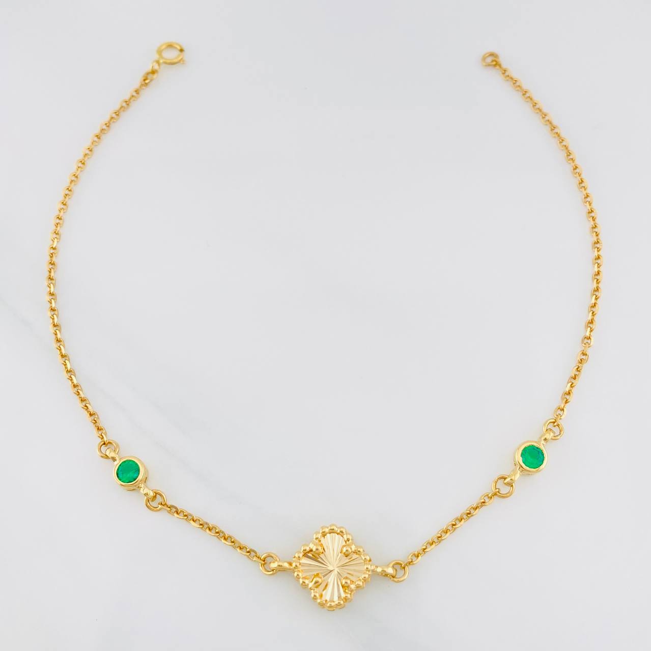Pulso Trébol Aro Seguido 3g / 19.8cm / 1.53mm Oro Amarillo 18K