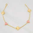 Pulso Aro Seguido Trebol Corazon 3.3g / 18.05cm / 1.43mm Oro Amarillo 18K