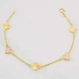Pulso Aro Seguido Trebol Corazon 2.4g / 18cm / 0.96mm Oro Amarillo 18K