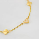 Pulso Aro Seguido Trebol Corazon 2.4g / 18cm / 0.96mm Oro Amarillo 18K