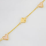 Pulso Aro Seguido Trebol Corazon 2.4g / 18cm / 0.96mm Oro Amarillo 18K