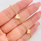 Pulso Aro Seguido Trebol Corazon 2.4g / 18cm / 0.96mm Oro Amarillo 18K