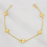 Pulso Aro Seguido Trebol Diamantado 2.4g / 19cm / 1.19mm Oro Amarillo 18K