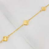 Pulso Aro Seguido Trebol Diamantado 2.4g / 19cm / 1.19mm Oro Amarillo 18K