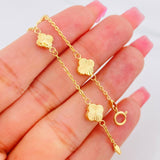 Pulso Aro Seguido Trebol Diamantado 2.4g / 19cm / 1.19mm Oro Amarillo 18K