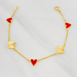 Pulso Aro Seguido Trebol Corazon 2.7g / 18.05cm / 1.43mm Oro Amarillo 18K