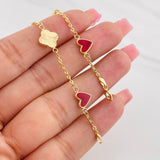 Pulso Aro Seguido Trebol Corazon 2.7g / 18.05cm / 1.43mm Oro Amarillo 18K