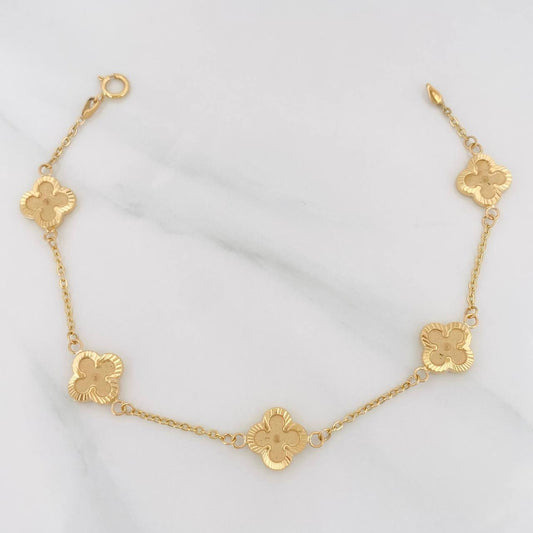 Pulso Aro Seguido Trebol 3.3g / 19cm / 1.1mm Oro Amarillo 18K