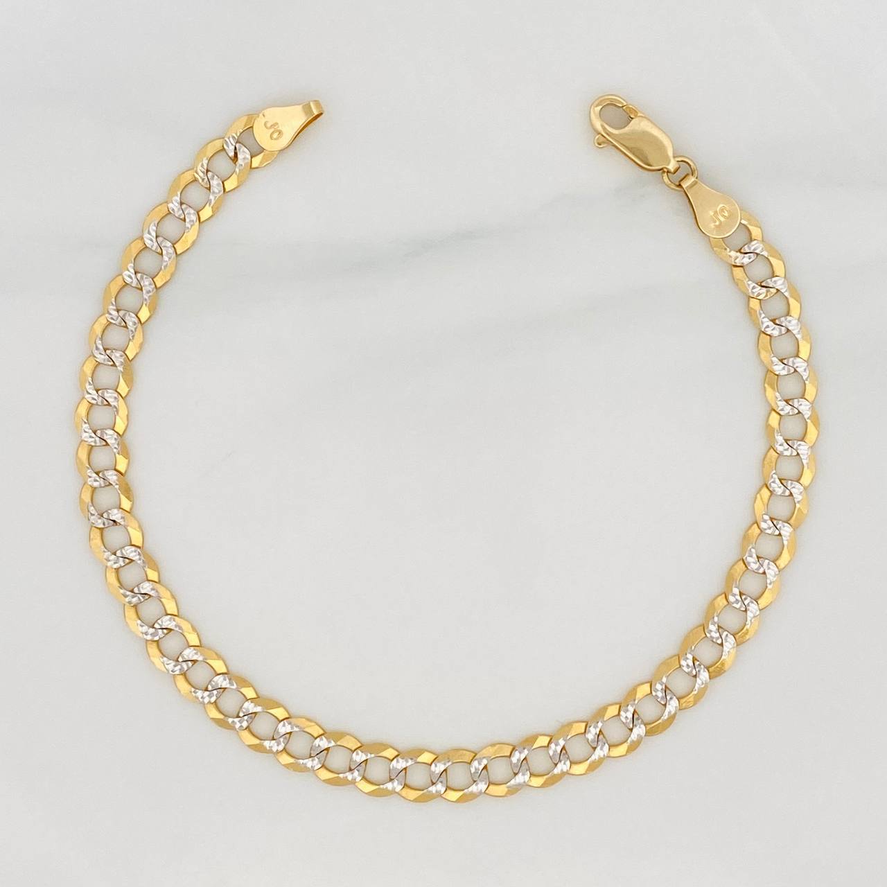 Pulso Cubana 8.2g / 21cm / 5.7mm Dos Oros Amarillo Blanco 18K