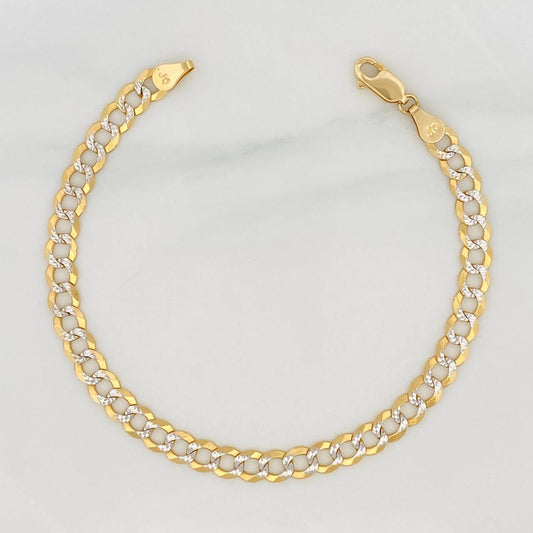 Pulso Cubana 8.2g / 21cm / 5.7mm Dos Oros Amarillo Blanco 18K