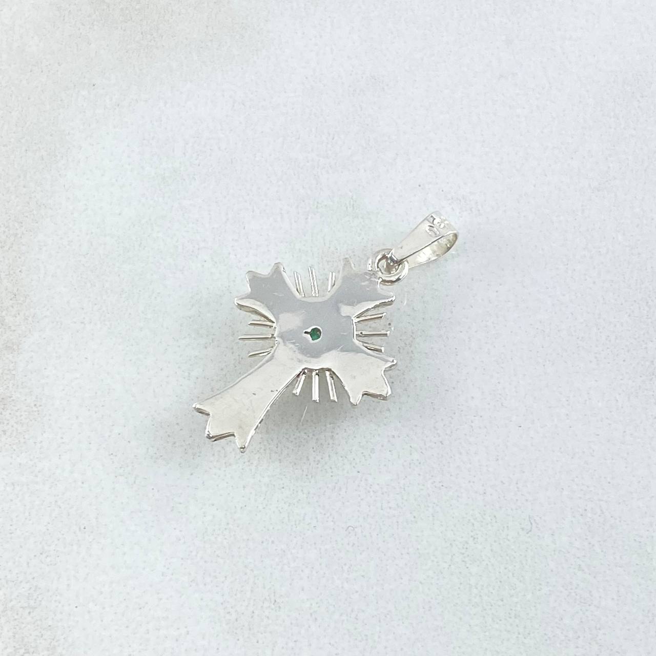 Dije Crúz De Altar 1.2gr / 2.5cm / Esmeralda 10pts Plata 925 18K (Joya) ©