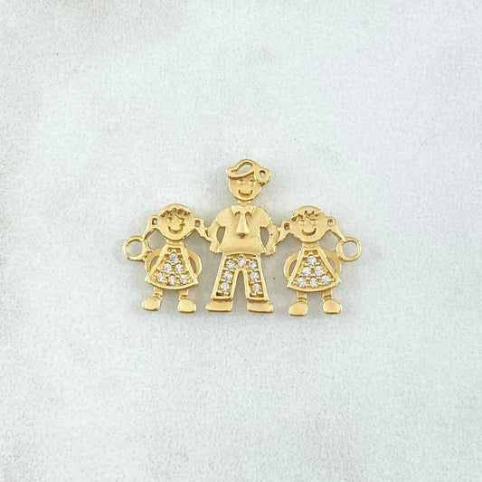 Herraje Papá - Hijas 2.55gr / 2.5cm / Circones Blancos Oro Amarillo 18K