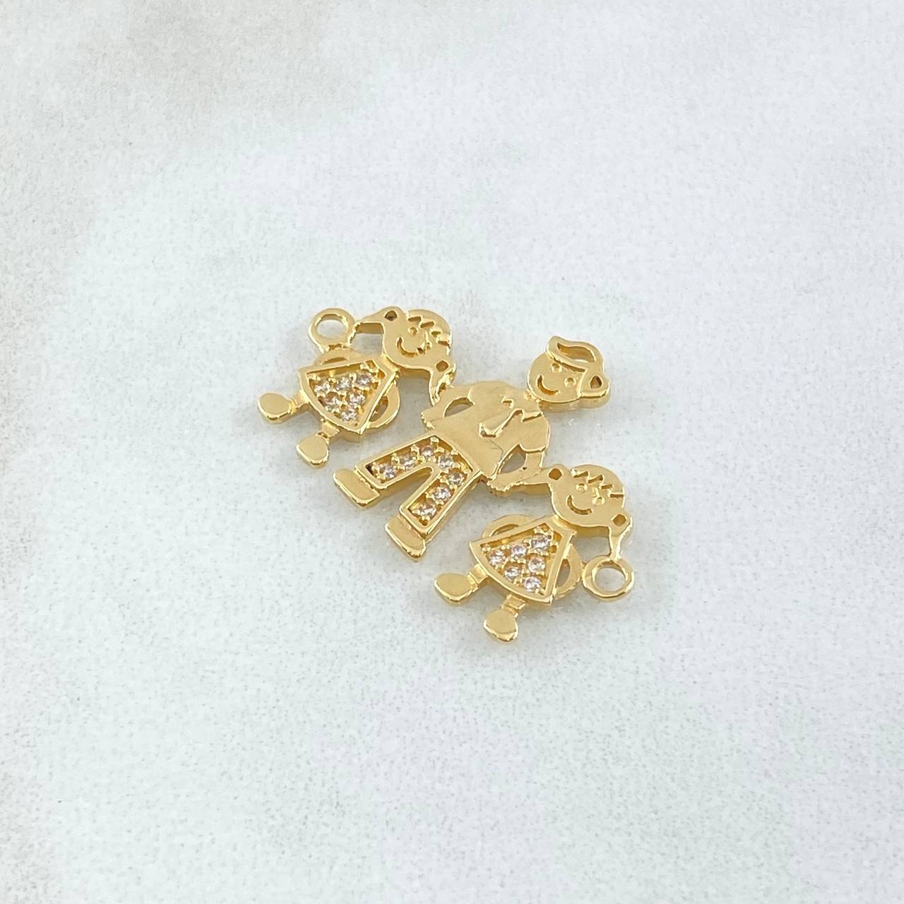 Herraje Papá - Hijas 2.55gr / 2.5cm / Circones Blancos Oro Amarillo 18K