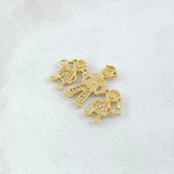 Herraje Papá - Hijas 2.55gr / 2.5cm / Circones Blancos Oro Amarillo 18K