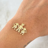 Herraje Papá - Hijas 2.55gr / 2.5cm / Circones Blancos Oro Amarillo 18K