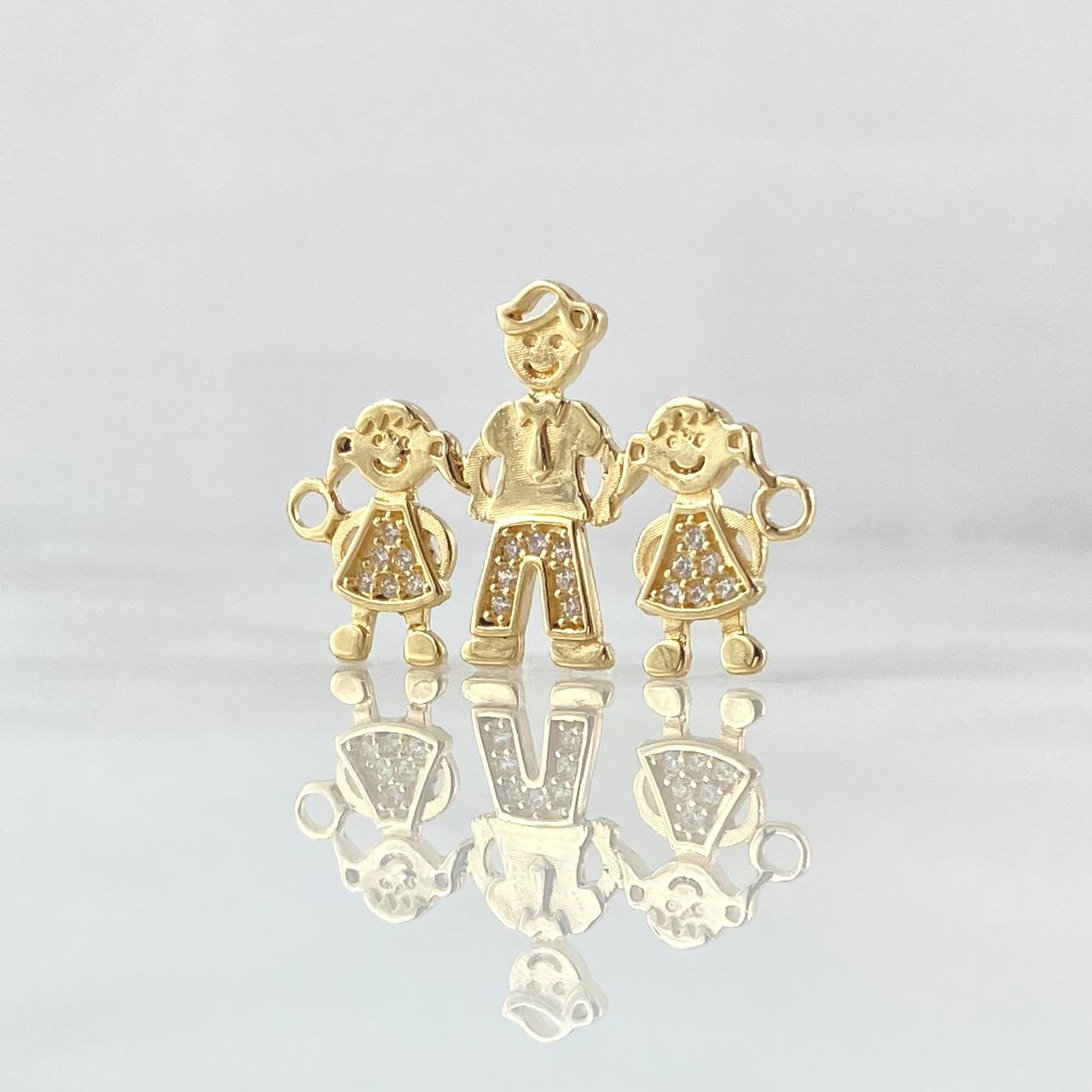Herraje Papá - Hijas 2.55gr / 2.5cm / Circones Blancos Oro Amarillo 18K