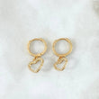 Candongas Corazón Silueta Colgante 3.3gr / 2.5cm / Circones Blancos Oro Amarillo 18K
