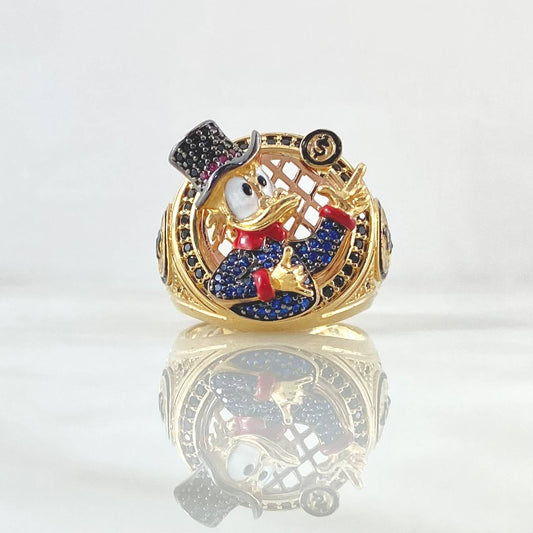 Anillo Pato Millonario Inspirado 17.3gr / T10 1/2 / Circones Multicolor Dos Oros Amarillo Rosa 18K ©