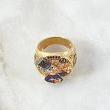 Anillo Pato Millonario Inspirado 17.3gr / T10 1/2 / Circones Multicolor Dos Oros Amarillo Rosa 18K ©