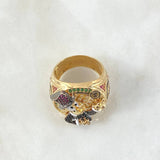 Anillo Pato Millonario Inspirado 16.65gr / T9 3/4 / Circones Multicolor Oro Amarillo 18K ©