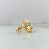 Set Corazon Cinta 9.6gr Dije / 2.8cm + Topos Circones Blancos Dos Oros Amarillo Blanco (A.C)