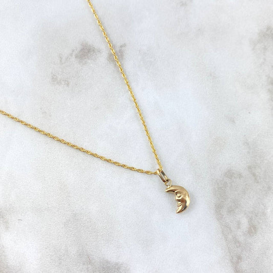 Cadena Lazo 0.95gr / 50cm + Dije Luna Troquelada 0.35gr / 1.6cm Oro Amarillo (Oferta) ©