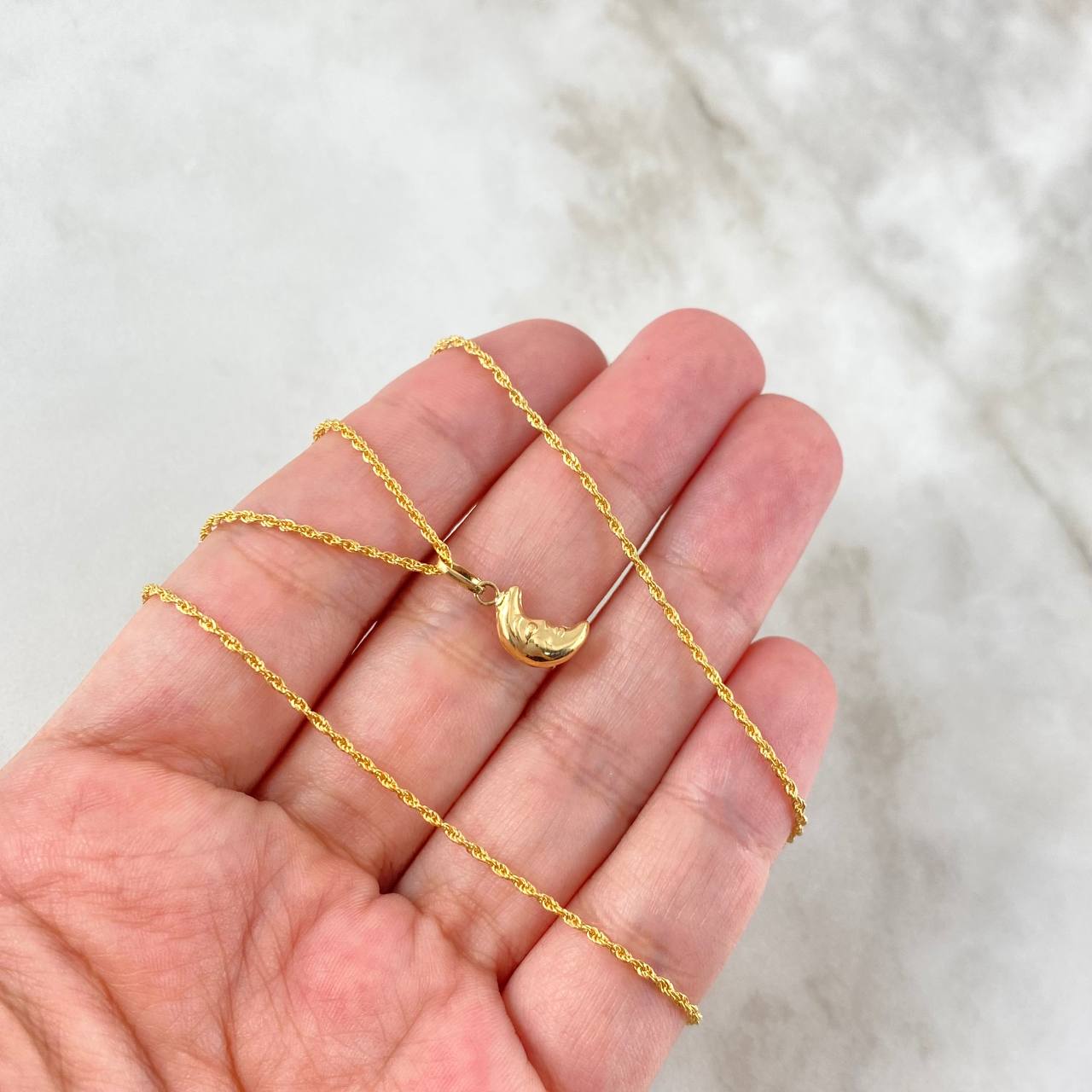 Cadena Lazo 0.95gr / 50cm + Dije Luna Troquelada 0.35gr / 1.6cm Oro Amarillo (Oferta) ©