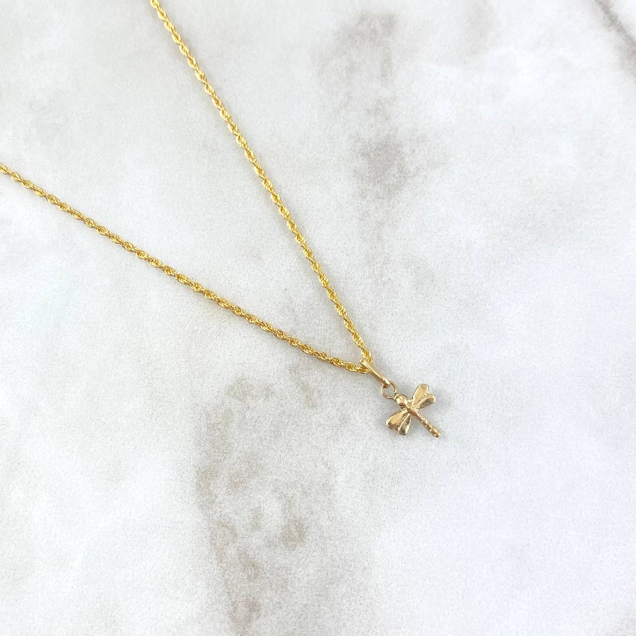 Cadena Lazo 0.95gr / 50cm + Dije Libelula 0.25gr / 1.3cm Oro Amarillo (Oferta)