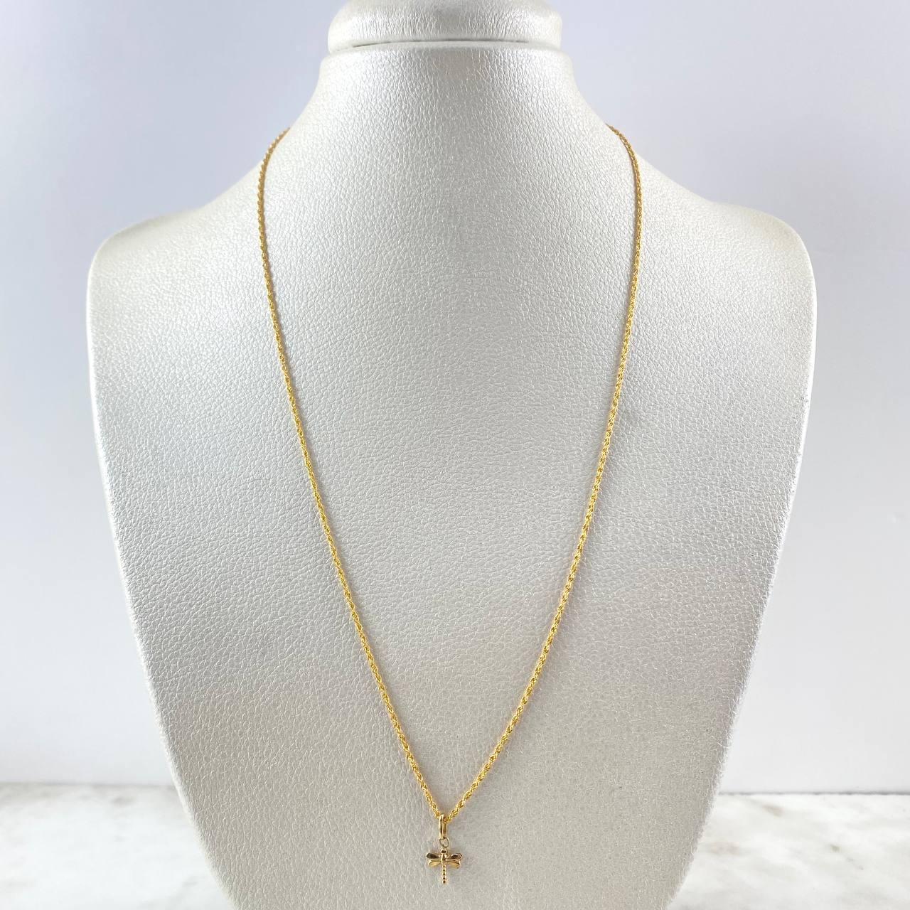 Cadena Lazo 0.95gr / 50cm + Dije Libelula 0.25gr / 1.3cm Oro Amarillo (Oferta)