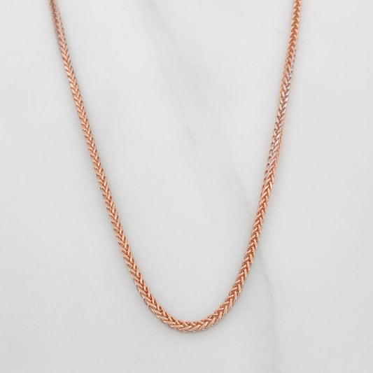 Cadena Franco 3.1g / 50cm / 1.2mm Dos Oros Blanco Rosa 18K