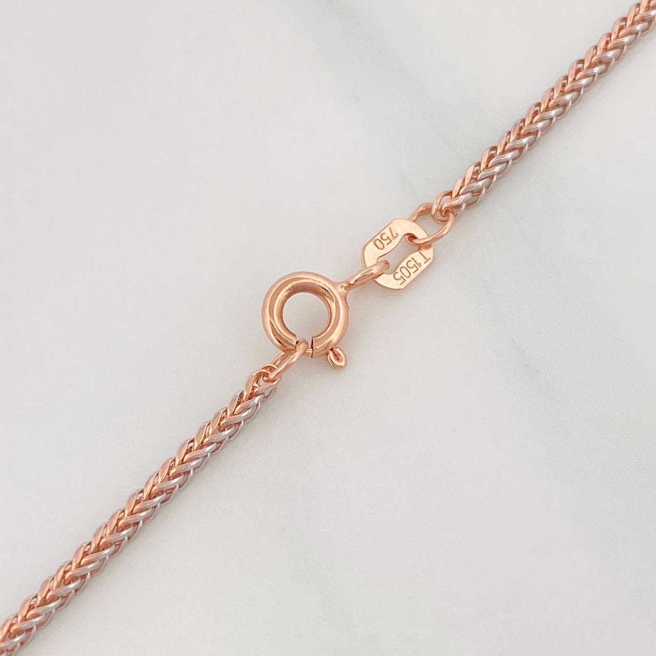 Cadena Franco 3.1g / 50cm / 1.2mm Dos Oros Blanco Rosa 18K