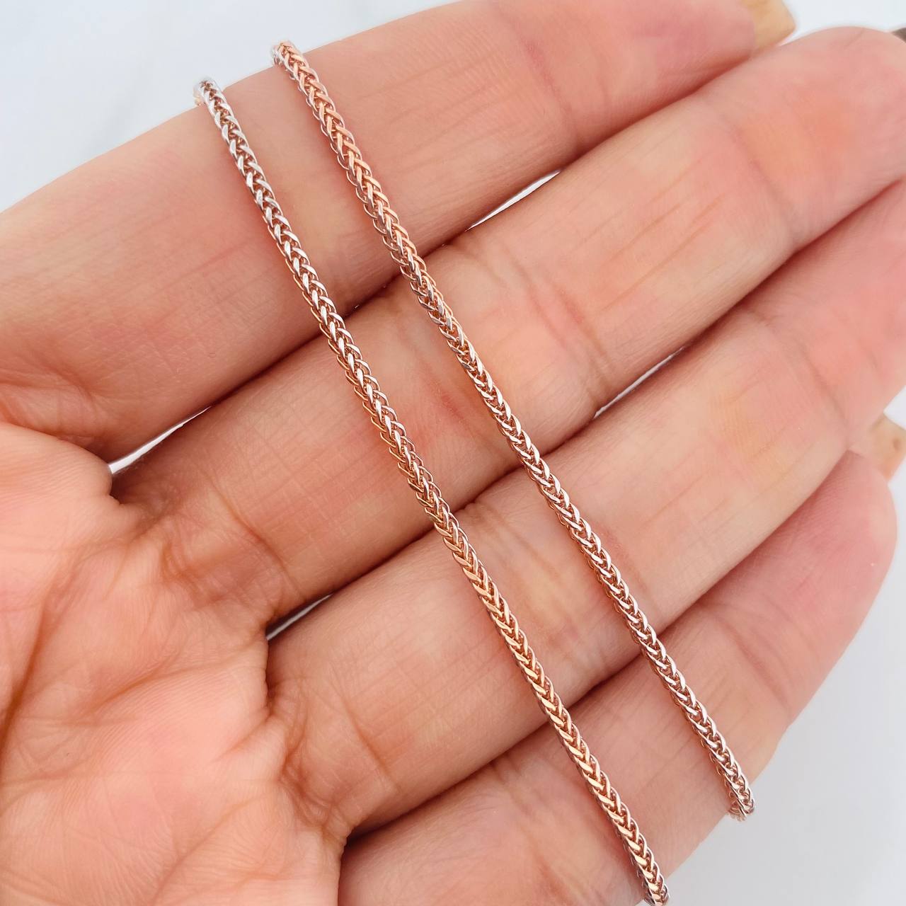 Cadena Franco 3.1g / 50cm / 1.2mm Dos Oros Blanco Rosa 18K