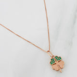 Set Cadena Veneciana + Dije Trebol / 2.3g / 45cm Oro Rosa 18K
