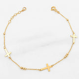 Pulso Modulable Aro Seguido Cruces 1.35g / 17.5cm - 19.8cm / 0.8mm Oro Amarillo 18K