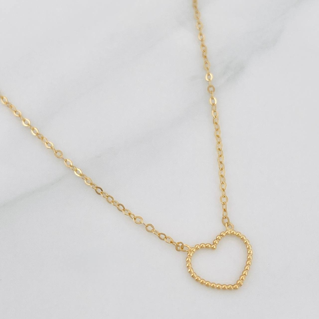 Cadena Aro Seguido Corazón 1.25g / 40cm / 1.4mm Oro Amarillo 18K