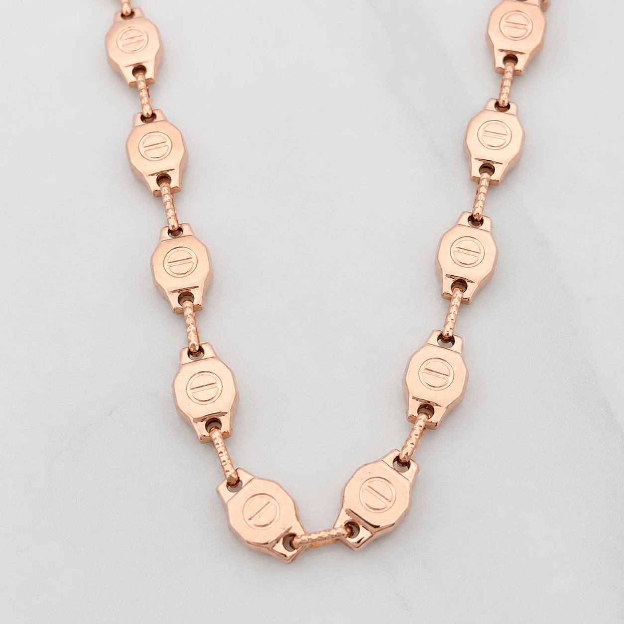 Cadena Rustica Tornillo 15.3g / 60cm / 5.75mm Oro Rosa 18K