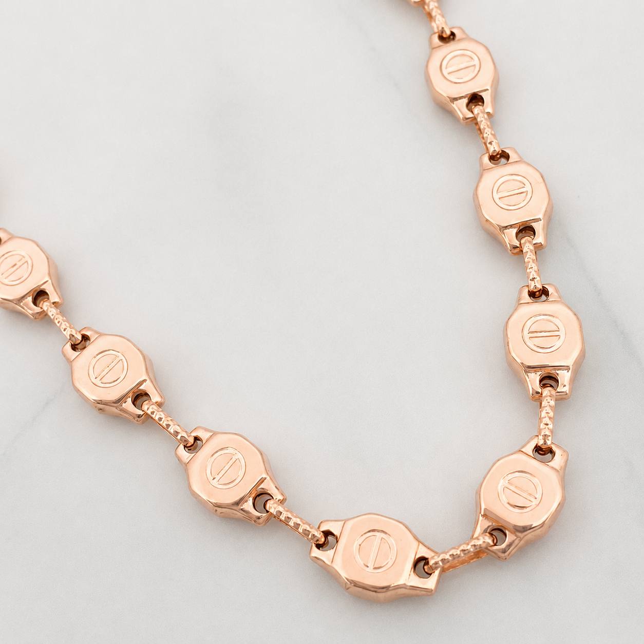 Cadena Rustica Tornillo 15.3g / 60cm / 5.75mm Oro Rosa 18K