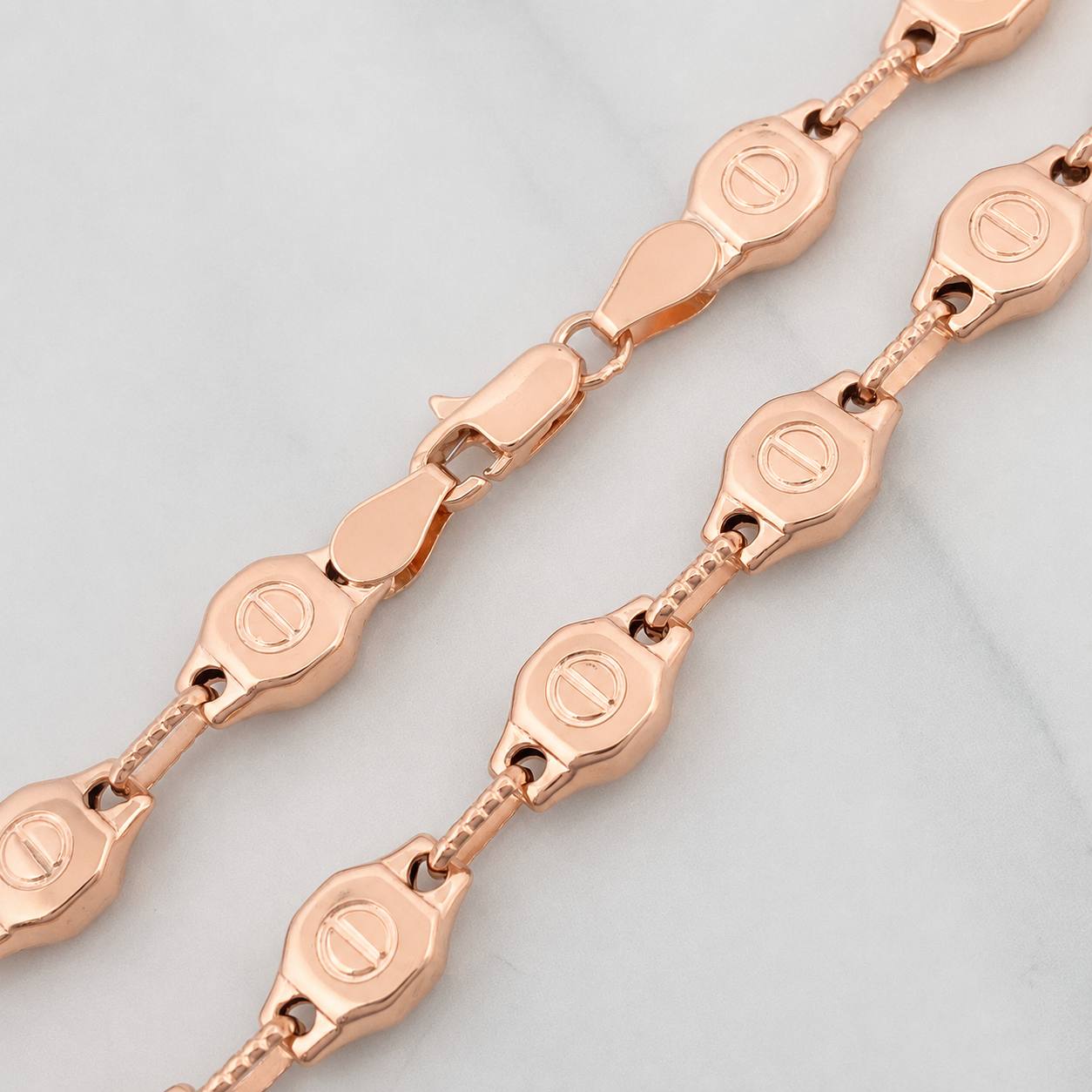Cadena Rustica Tornillo 15.3g / 60cm / 5.75mm Oro Rosa 18K