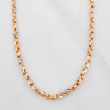 Cadena Rustica Espiga Articulada 12.7g / 55cm / 2.5mm Dos Oros Blanco Rosa 18K