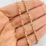Cadena Rustica Espiga Articulada 12.7g / 55cm / 2.5mm Dos Oros Blanco Rosa 18K