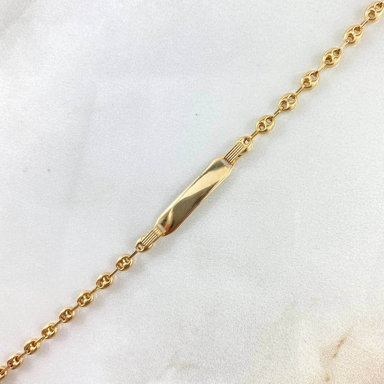 Pulso Bebé GC 1.7gr / 14cm / 3.4mm Placa Rectangulo Curvo Oro Amarillo *