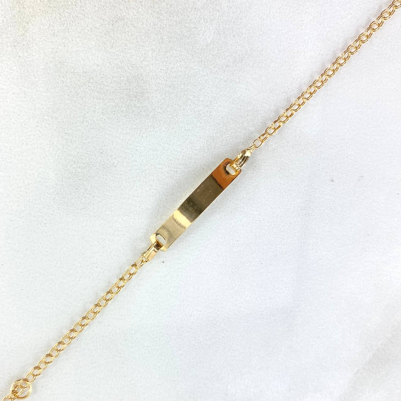 Pulso Bebé Aro Seguido 1.15gr / 11.5cm-14.5cm / 1.8mm Placa Rectangulo Curvo Oro Amarillo +3 *