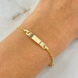 Pulso Bebé Aro Seguido 1.15gr / 11.5cm-14.5cm / 1.8mm Placa Rectangulo Curvo Oro Amarillo +3 *