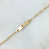 Pulso Bebé Aro Seguido 1.15gr / 11.5cm-14.5cm / 1.8mm Placa Rectangulo Curvo Oro Amarillo +3 *