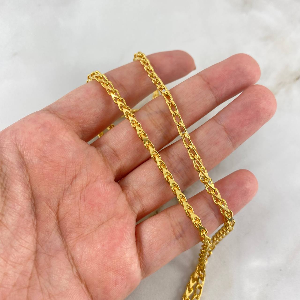 Cadena Espiga 3D 13.6gr / 60cm / 2.8mm Oro Amarillo +3