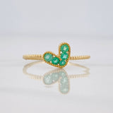 Anillo Corazon Esmeraldas 26pts 1.15g / T6 1/2 Oro Amarillo 18K