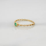 Anillo Bisel Esmeralda 11pts 0.95g / T6 3/4 Oro Amarillo 18K