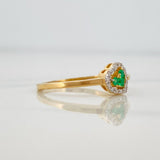 Anillo Corazon Esmeraldas 0.6pts Diamantes 0.7pts 2.1g / T6 3/4 Oro Amarillo 18K